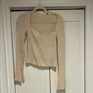 Reformation Beige Ribbed Knit Top